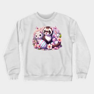 Cute Ferret Couple Easter Basket Crewneck Sweatshirt